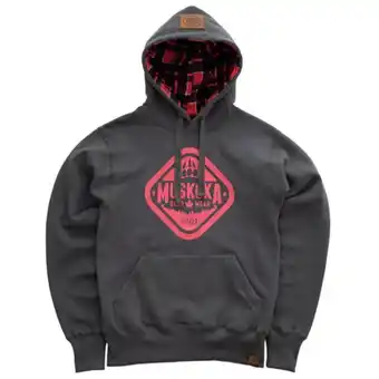 Muskoka Bear Wear Ladies cabin hoody in pavement with pink offer