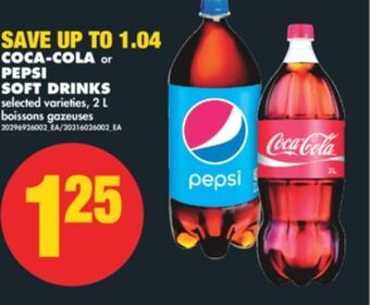No Frills Coca-cola or pepsi soft drinks, 2 l offer