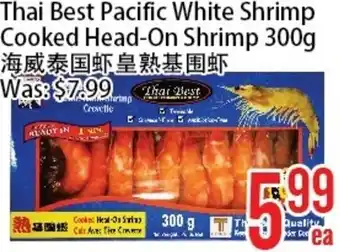 Bestco Food Mart Thai Best Pacific White Shrimp Cooked Head-On Shrimp 300g offer