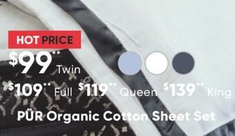 Sleep Country Pür organic cotton sheet set offer