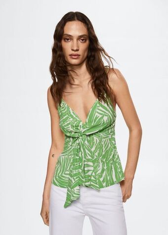 Mango Knot detail printed blouse offer