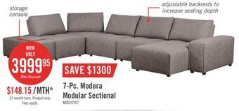 The Brick Modera 7-piece linen-look fabric modular sectional with 1 console - grey offer