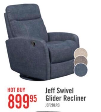 The Brick Jeffery velvet swivel glider recliner - indigo offer