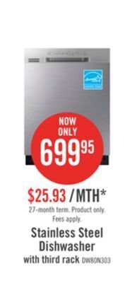 The Brick Samsung dishwasher with third rack – dw80n3030us/aa offer
