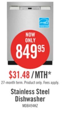 The Brick Maytag front-control dishwasher with dual power filtration - mdb4949skz offer