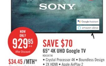 The Brick Sony bravia 65" x75k 4k hdr smart tv - 2y4369 offer