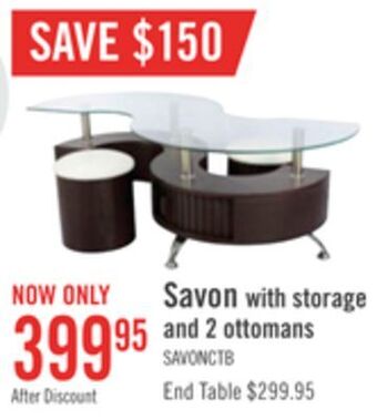 The Brick Savon coffee table with two ottomans - walnut offer