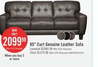The Brick Curt genuine leather sofa - grey offer