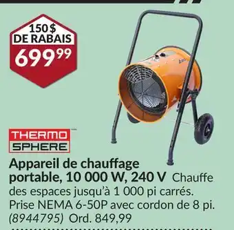 Princess Auto Appareil de chauffage portable, 10 000 w, 240 v offer