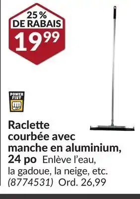 Princess Auto Raclette courbée avec manche en aluminium, 24 po , powerfist offer
