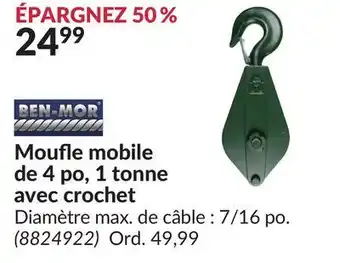 Princess Auto Ben-mor moufle mobile de 4 po, 1 tonne avec crochet offer