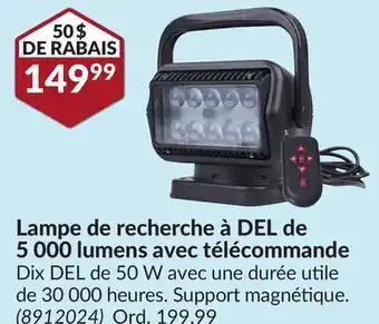 Princess Auto Lampe de recherche à del de 5 000 lumens avec télécommande offer