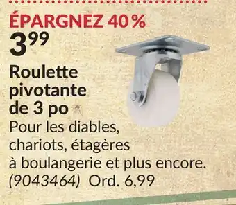 Princess Auto Roulette pivotante de 3 po offer