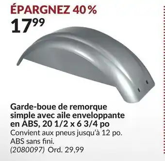 Princess Auto Garde-boue de remorque simple avec aile enveloppante en abs, 20 1/2 x 6 3/4 po offer