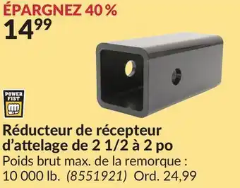 Princess Auto Réducteur de récepteur d'attelage de 2 1/2 à 2 po offer