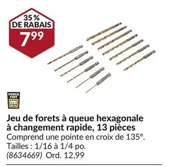 Princess Auto Jeu de forets à queue hexagonale à changement rapide, 13 pièces offer
