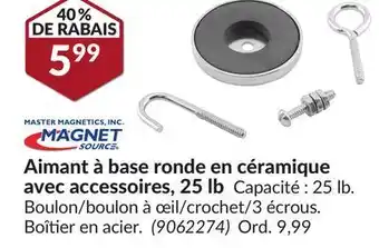 Princess Auto Aimant à base ronde en céramique avec accessoires, 25 lb offer