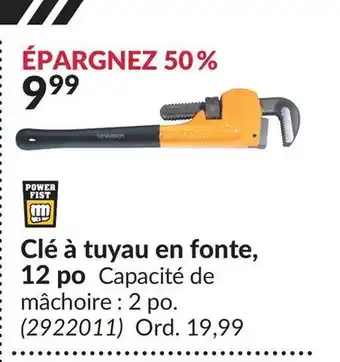 Princess Auto Clé à tuyau en fonte, 12 po offer