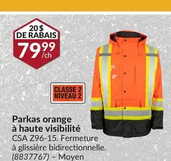 Princess Auto Parkas orange à haute visibilité moyen offer
