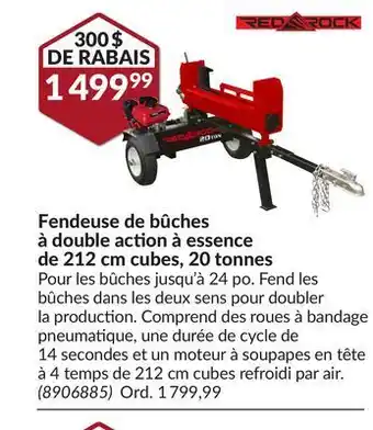 Princess Auto Fendeuse de bûches à double action à essence de 212 cm cubes, 20 tonnes offer