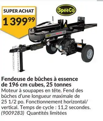Princess Auto Fendeuse de bûches à essence de 196 cm cubes, 25 tonnes offer