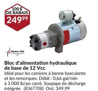 Princess Auto Bloc d'alimentation hydraulique de base de 12 vcc offer