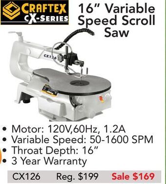Busy Bee Tools 16" variable speed scroll saw offer
