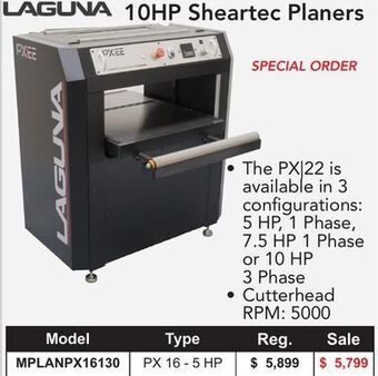 Busy Bee Tools Laguna 10hp sheartec planers offer