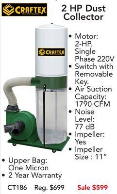 Busy Bee Tools 2 hp dust collector offer