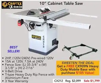 Busy Bee Tools 10" cabinet table saw offer