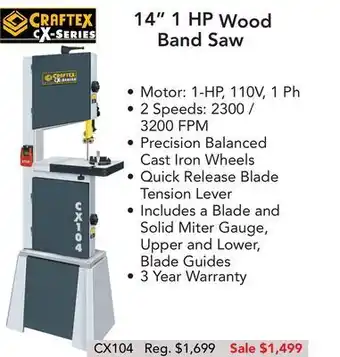 14" 1 hp wood band saw