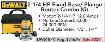 Busy Bee Tools 2-1/4 hp fixed base/ plunge router combo kit offer