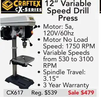 Busy Bee Tools 12" variable speed drill press offer