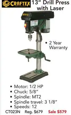 Busy Bee Tools 13" drill press with laser offer