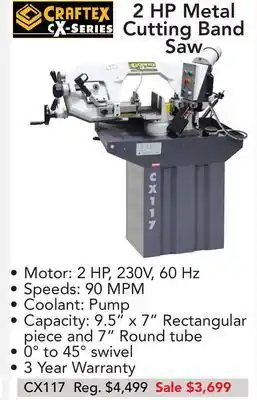 Busy Bee Tools 2 hp metal cutting band saw offer