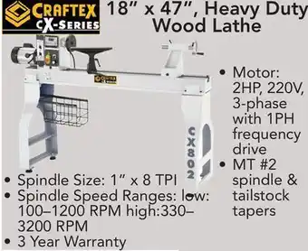 Busy Bee Tools 18" x 47", heavy duty wood lathe offer