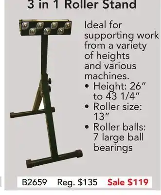 Busy Bee Tools 3 in 1 roller stand offer
