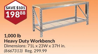 Princess Auto 1,000 lb heavy duty workbench offer