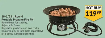 Princess Auto 18-1/2 in. round portable propane fire pit offer