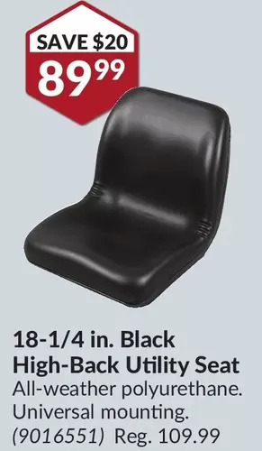 Princess Auto 18-1/4 in. black high-back utility seat offer