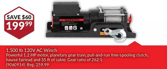 Princess Auto 1,500 lb 120v ac winch offer