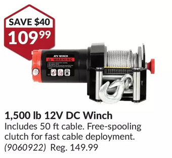 Princess Auto 1,500 lb 12v dc winch offer