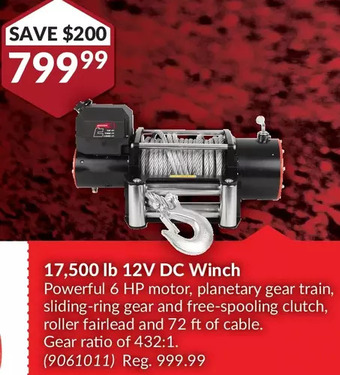 Princess Auto 17,500 lb 12v dc winch offer