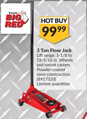 Princess Auto Torin big red 3 ton floor jack offer