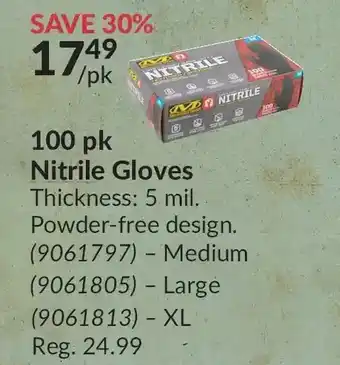 Princess Auto 100 pk nitrile gloves medium | large | xl offer