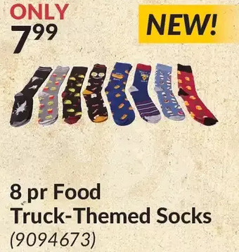 Princess Auto 8 pr food truck-themed socks offer