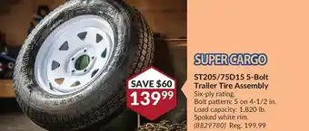 Princess Auto Super cargo st205/75d15 5-bolt trailer tire assembly offer