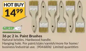 Princess Auto Grip 36 pc in. paint brushes offer