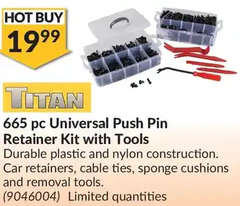 Princess Auto Titan 665 pc universal push pin retainer kit with tools offer