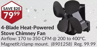 Princess Auto 4-blade heat-powered stove chimney fan offer